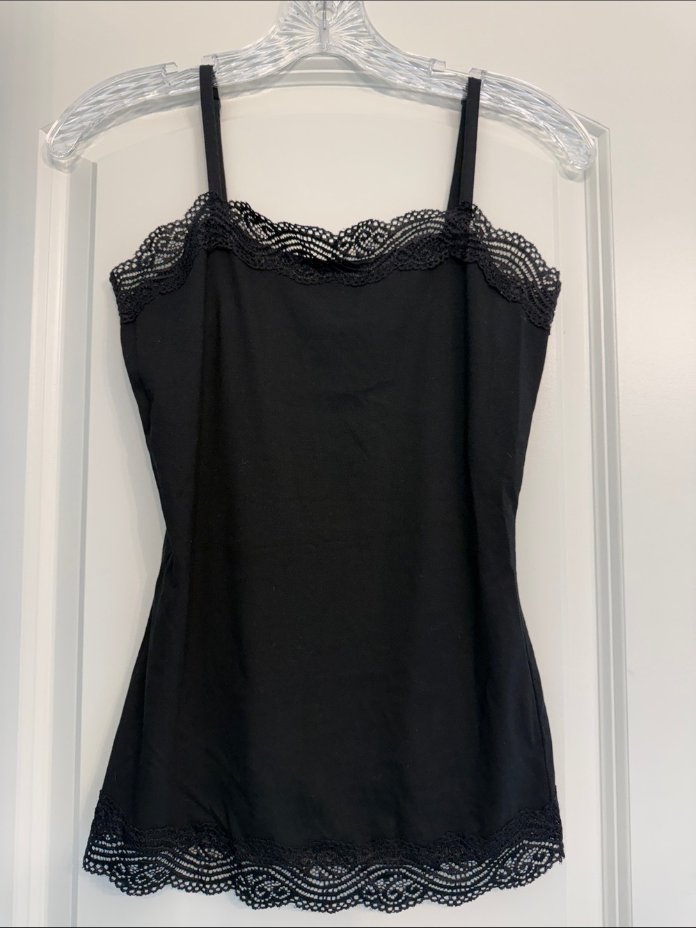 Black Lace-Trim Cami Tank Top